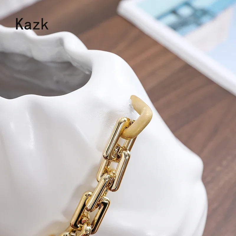 Creative Bag Bag Resin Flower Vase Light Luxury Home Decor Art Flower Arrangement Cloud Shaped Vases Living Room Decoration