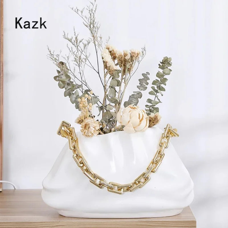 Creative Bag Bag Resin Flower Vase Light Luxury Home Decor Art Flower Arrangement Cloud Shaped Vases Living Room Decoration